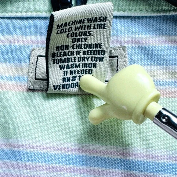 L.L.Bean Preppy Women's Med. Pastel Stripe Button Down Shirt Cotton Long Sleeve - Picture 6 of 14